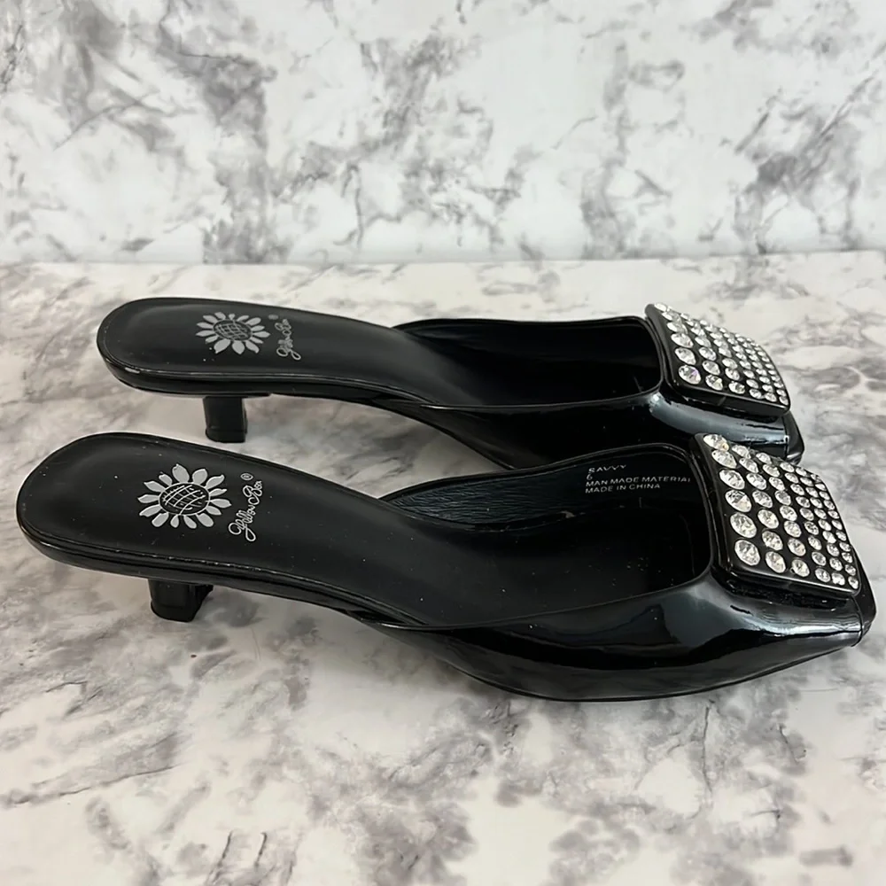 Yelllow Box Black Shiny Rhinestone Slip On Shoes size 6 - Picture 4 of 12